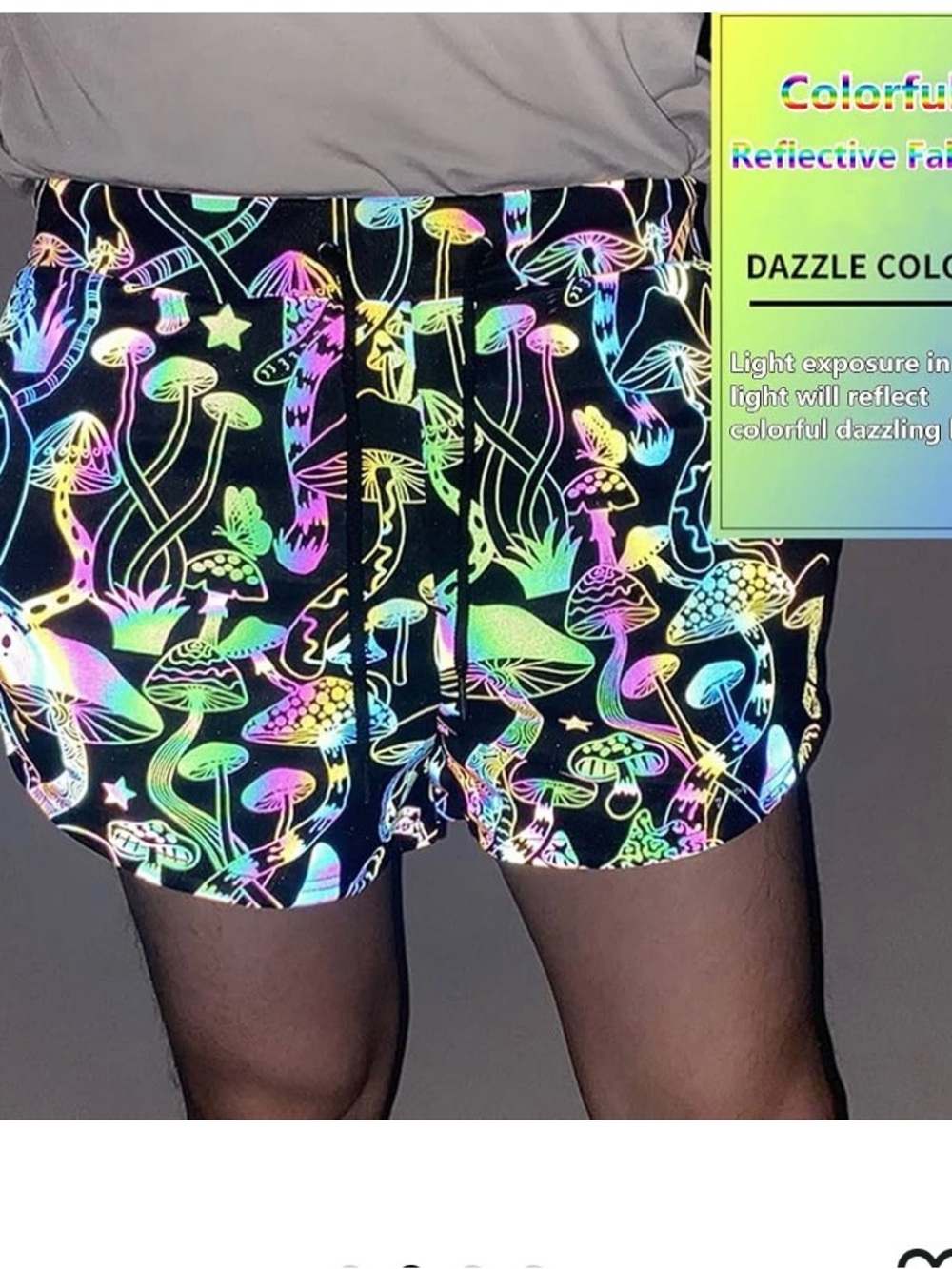 Peach Active Men’s Black Running Shorts with Luminous Reflective Print Size S - Picture 2 of 8